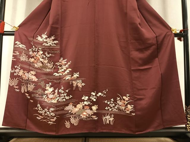 平和屋着物●訪問着　友禅　刺繍　草花文　正絹　逸品　AABL8430fy