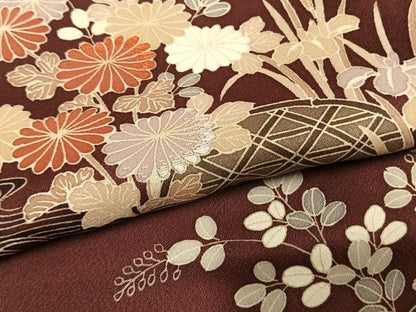 平和屋着物●訪問着　友禅　刺繍　草花文　正絹　逸品　AABL8430fy