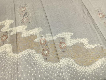平和屋着物●中国三大刺繍　スワトウ刺繍　汕頭刺繍　訪問着　絞り　花鳥文　金銀彩　やまと誂製　正絹　逸品　AABL8431fy