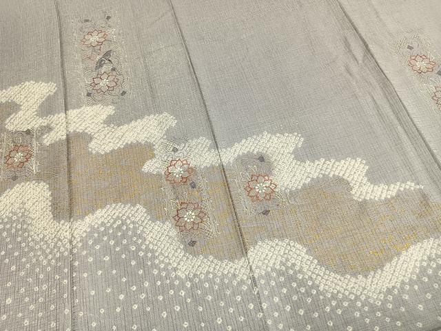 平和屋着物●中国三大刺繍　スワトウ刺繍　汕頭刺繍　訪問着　絞り　花鳥文　金銀彩　やまと誂製　正絹　逸品　AABL8431fy