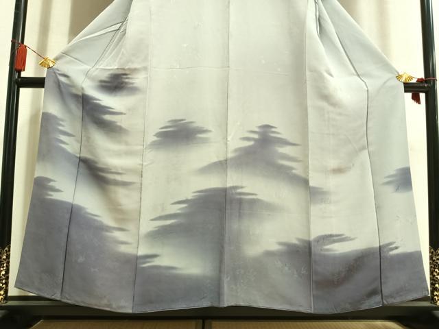 平和屋着物●訪問着　風景人物馬地紋　暈し染め　正絹　逸品　AABL8434fy
