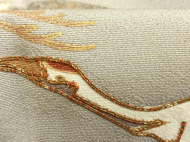 平和屋着物●豪華色留袖　駒刺繍　飛鶴花文　金彩　正絹　逸品　未使用　AABL8438fy