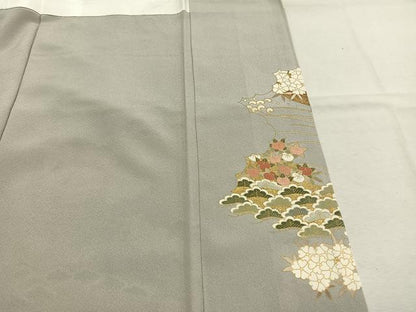 平和屋着物●豪華色留袖　駒刺繍　飛鶴花文　金彩　正絹　逸品　未使用　AABL8438fy