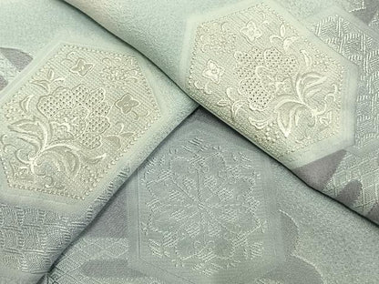 平和屋着物●中国三大刺繍　スワトウ刺繍　汕頭刺繍　総刺繍　訪問着　亀甲花文　暈し染め　正絹　逸品　AABL8439fy
