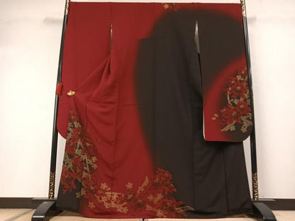 平和屋着物●豪華振袖　草花文　暈し染め　金彩　正絹　逸品　未使用　AABL8441fy