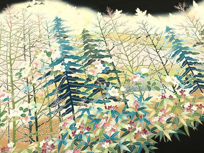 平和屋着物●豪華黒留袖　作家物　花鳥文　暈し染め　正絹　逸品　AABL8444fy
