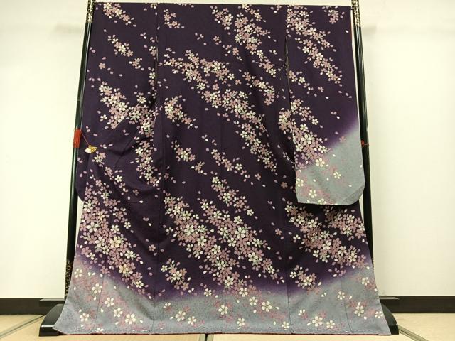 平和屋着物●豪華振袖　駒刺繍　舞桜文　暈し染め　金彩　正絹　逸品　AABL8447fy