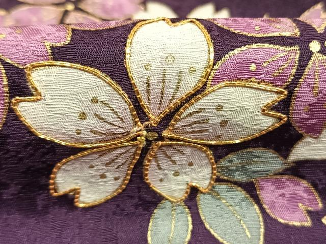 平和屋着物●豪華振袖　駒刺繍　舞桜文　暈し染め　金彩　正絹　逸品　AABL8447fy
