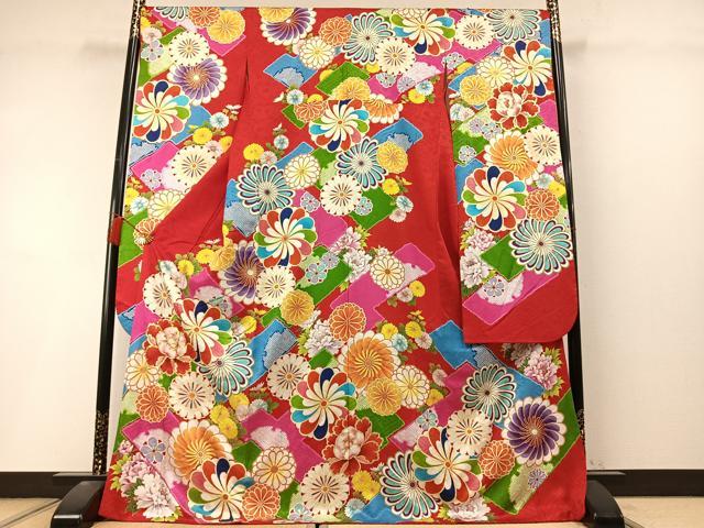 平和屋着物●AMIAYA×紅一点　振袖　駒刺繍　花鳥文　金彩　正絹　逸品　AABL8448fy