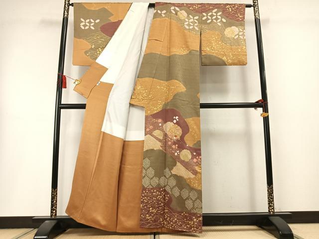 平和屋着物●創業460年・千總　訪問着　絞り　刺繍　草花文　金彩　松坂屋扱い　正絹　逸品　未使用　AABL8449fy