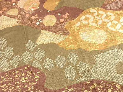 平和屋着物●創業460年・千總　訪問着　絞り　刺繍　草花文　金彩　松坂屋扱い　正絹　逸品　未使用　AABL8449fy