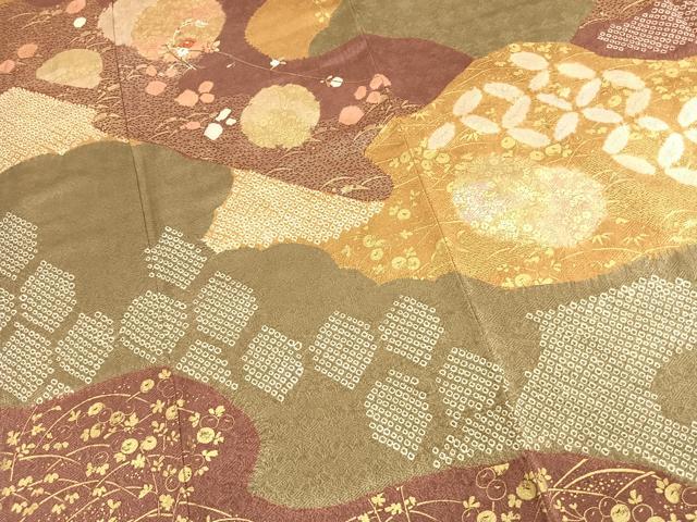 平和屋着物●創業460年・千總　訪問着　絞り　刺繍　草花文　金彩　松坂屋扱い　正絹　逸品　未使用　AABL8449fy