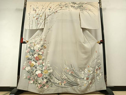 平和屋着物●訪問着　作家物　枝花文　暈し染め　正絹　逸品　AABL8450fy