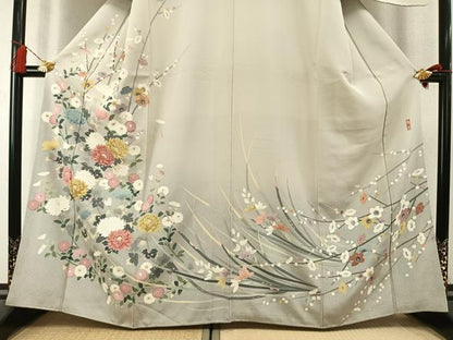 平和屋着物●訪問着　作家物　枝花文　暈し染め　正絹　逸品　AABL8450fy