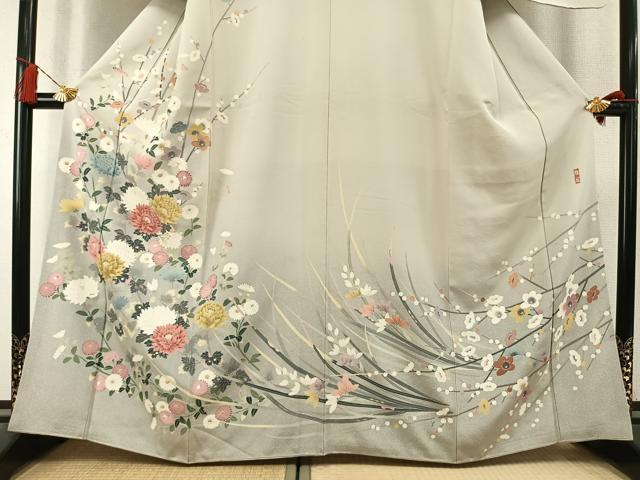 平和屋着物●訪問着　作家物　枝花文　暈し染め　正絹　逸品　AABL8450fy