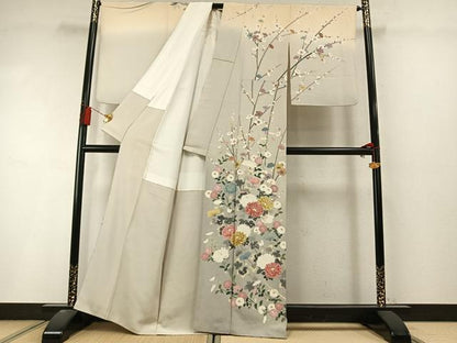 平和屋着物●訪問着　作家物　枝花文　暈し染め　正絹　逸品　AABL8450fy