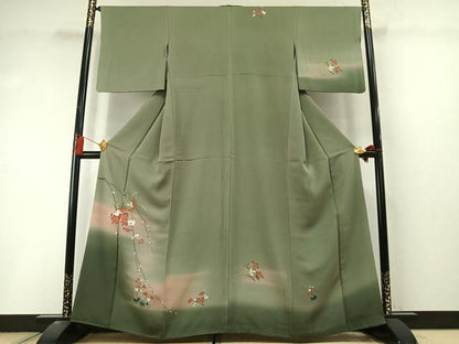 平和屋着物●訪問着　草花文　暈し染め　正絹　逸品　AABL8451fy