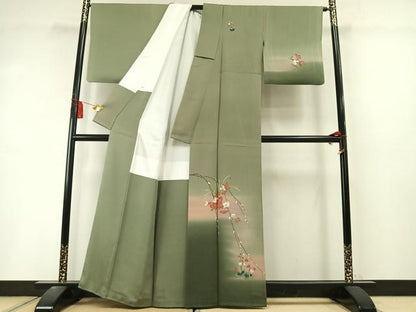 平和屋着物●訪問着　草花文　暈し染め　正絹　逸品　AABL8451fy