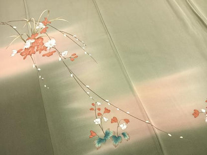 平和屋着物●訪問着　草花文　暈し染め　正絹　逸品　AABL8451fy