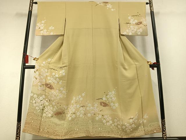 平和屋着物●十日町　名門　滝泰謹製　訪問着　絞り　刺繍　扇面花文　暈し染め　金糸　金彩　正絹　逸品　AABL8452fy
