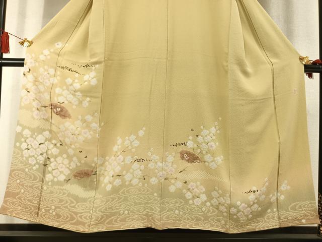 平和屋着物●十日町　名門　滝泰謹製　訪問着　絞り　刺繍　扇面花文　暈し染め　金糸　金彩　正絹　逸品　AABL8452fy