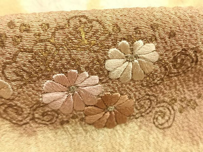 平和屋着物●十日町　名門　滝泰謹製　訪問着　絞り　刺繍　扇面花文　暈し染め　金糸　金彩　正絹　逸品　AABL8452fy