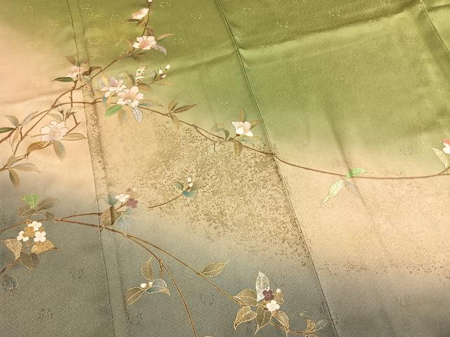 平和屋着物●訪問着　枝花文　暈し染め　金銀彩　正絹　逸品　AABL8454fy