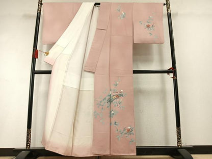 平和屋着物●訪問着　友禅　枝花文　正絹　逸品　AABL8455fy