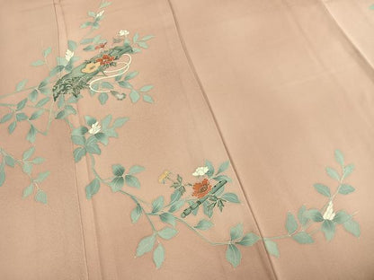 平和屋着物●訪問着　友禅　枝花文　正絹　逸品　AABL8455fy