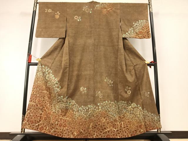 平和屋着物●訪問着　紬地　辻が花　正絹　逸品　AABL8456fy