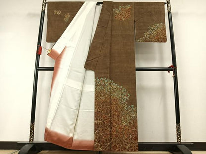 平和屋着物●訪問着　紬地　辻が花　正絹　逸品　AABL8456fy