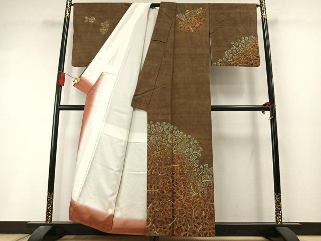 平和屋着物●訪問着　紬地　辻が花　正絹　逸品　AABL8456fy
