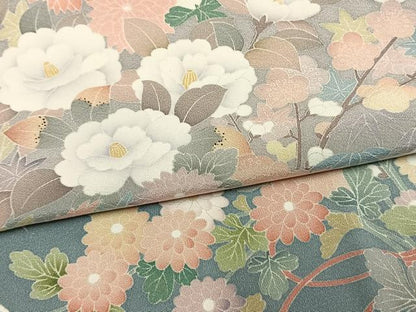 平和屋着物●訪問着　友禅　枝花文　暈し染め　ロング丈　正絹　逸品　未使用　AABL8457fy