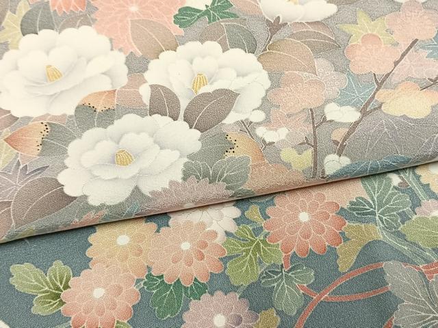 平和屋着物●訪問着　友禅　枝花文　暈し染め　ロング丈　正絹　逸品　未使用　AABL8457fy