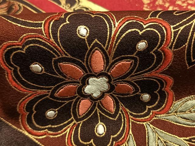 平和屋着物●豪華振袖　刺繍　熨斗花文　金糸　金彩　正絹　逸品　AABL8458fy