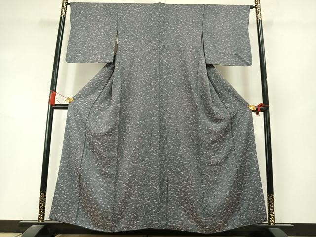 平和屋着物●お召　天目織　草花文　正絹　逸品　AABL8460fy