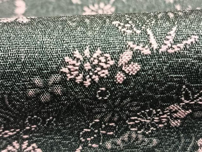 平和屋着物●お召　天目織　草花文　正絹　逸品　AABL8460fy
