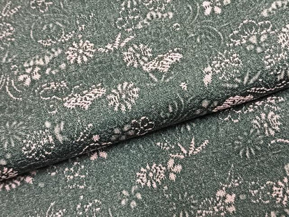 平和屋着物●お召　天目織　草花文　正絹　逸品　AABL8460fy