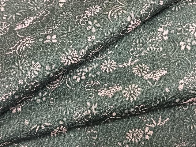 平和屋着物●お召　天目織　草花文　正絹　逸品　AABL8460fy