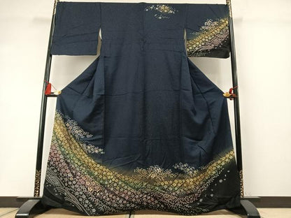 平和屋着物●訪問着　絞り　舞花文　暈し染め　銀通し地　さが美扱い　正絹　逸品　AABL8465fy