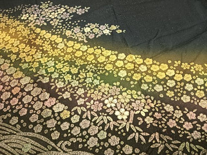 平和屋着物●訪問着　絞り　舞花文　暈し染め　銀通し地　さが美扱い　正絹　逸品　AABL8465fy