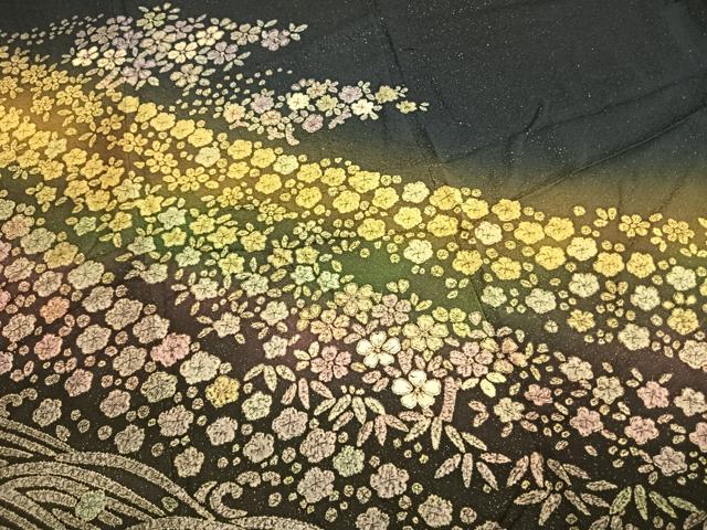 平和屋着物●訪問着　絞り　舞花文　暈し染め　銀通し地　さが美扱い　正絹　逸品　AABL8465fy