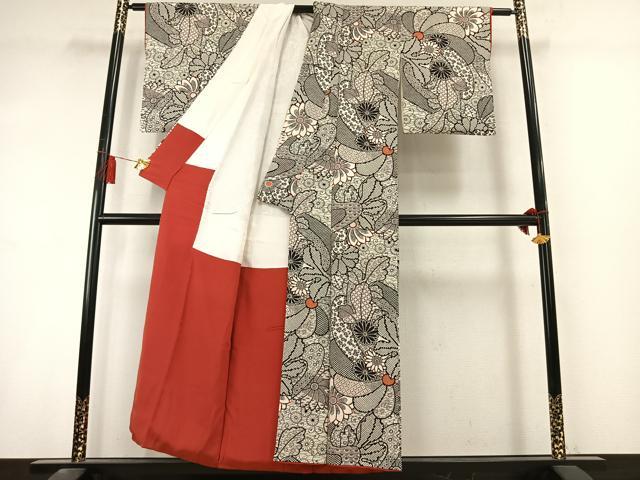平和屋着物●上質な小紋　舞花文　金彩　正絹　逸品　AABL8473fy