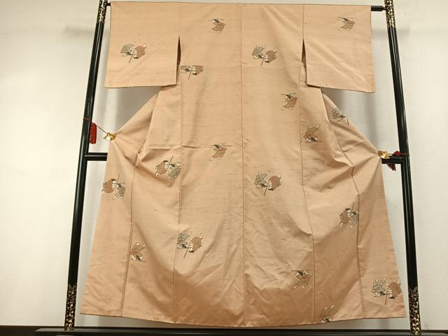 平和屋着物●京の名門・菱屋六右ェ門　紬　人物文　正絹　逸品　AABL8477fy