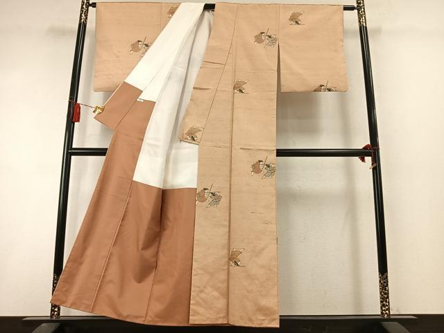 平和屋着物●京の名門・菱屋六右ェ門　紬　人物文　正絹　逸品　AABL8477fy