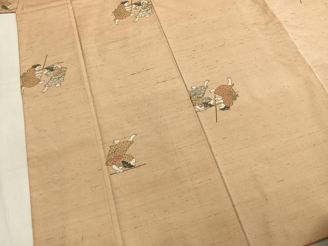 平和屋着物●京の名門・菱屋六右ェ門　紬　人物文　正絹　逸品　AABL8477fy