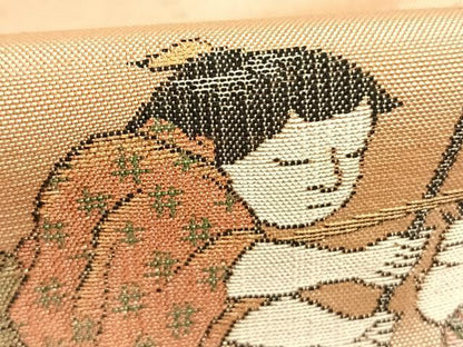 平和屋着物●京の名門・菱屋六右ェ門　紬　人物文　正絹　逸品　AABL8477fy