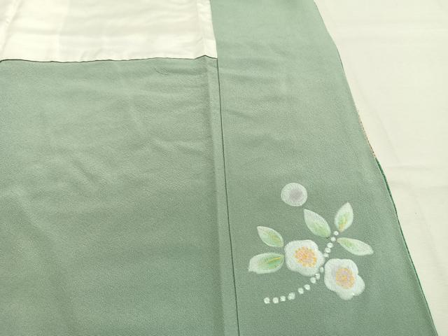 平和屋着物●中国三大刺繍　スワトウ刺繍　汕頭刺繍　相良刺繍　訪問着　草花文　金糸　正絹　逸品　未使用　AABL8478fy