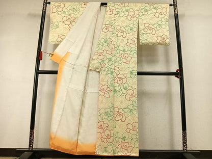 平和屋着物●上質な小紋　総絞り　花尽くし　正絹　逸品　AABL8480fy