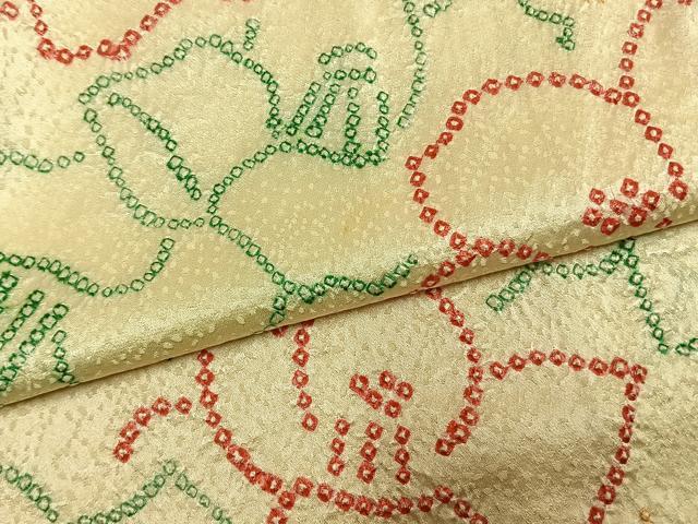 平和屋着物●上質な小紋　総絞り　花尽くし　正絹　逸品　AABL8480fy